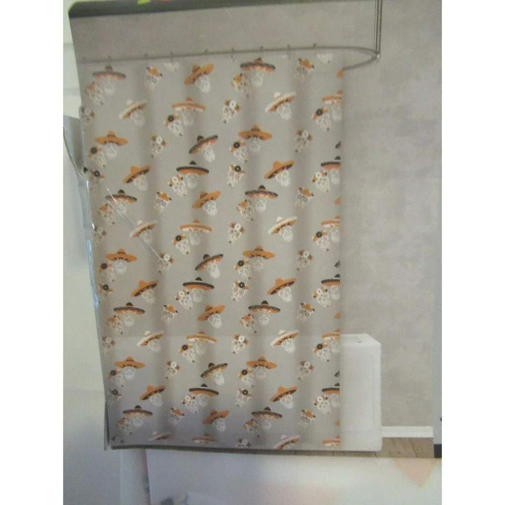 Sugar And Bones Halloween Skulls & Flowers Pattern Shower Curtain NEW skull